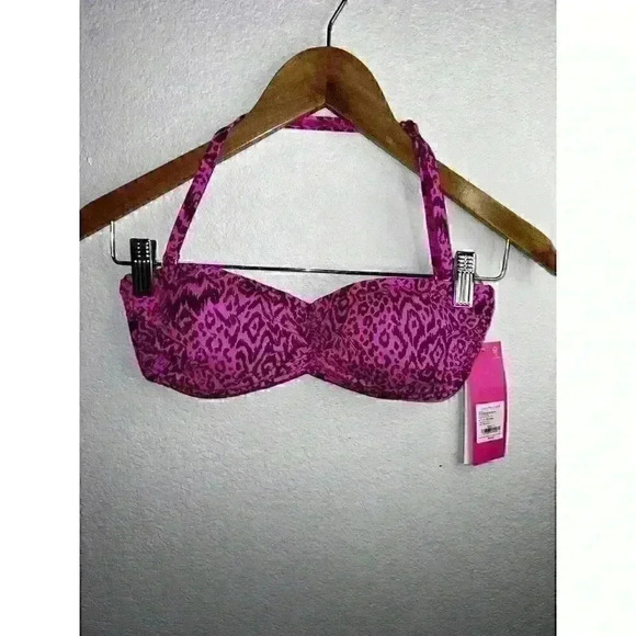 Lilly Pulitzer Omry Bandeau Swim Top Cerise Pink Pattern Play NWT Size 4 - Picture 1 of 4